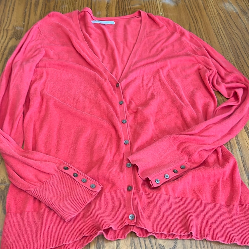Old Navy Lightweight Red Button Down V Neck Cardigan w Button Accents Cuffs XL